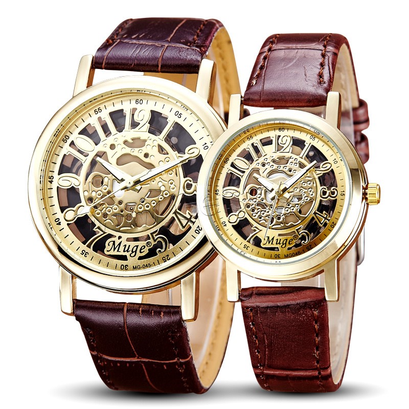 PU Leather, with zinc alloy dial & Glass, plated, Unisex & adjustable & different size for choice & waterproof, more colors for choice, Sold By PC