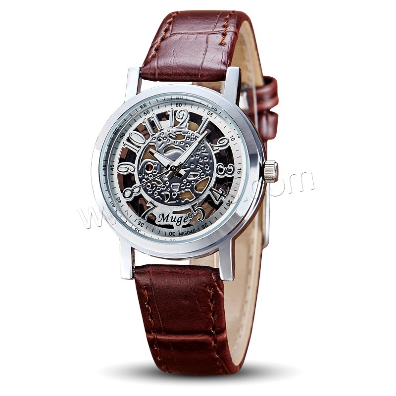 PU Leather, with zinc alloy dial & Glass, plated, Unisex & adjustable & different size for choice & waterproof, more colors for choice, Sold By PC