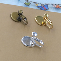 Brass Screw Back Clip-on Earring Findings, Flat Oval, plated nickel, lead & cadmium free 