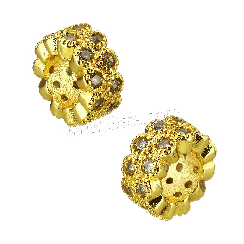 Cubic Zirconia Micro Pave Brass European Bead, Donut, plated, different size for choice & micro pave cubic zirconia, more colors for choice, Sold By PC