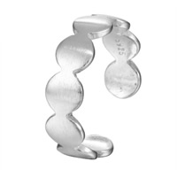 metal Anillo de dedo Cuff, chapado en plata real, ajustable & para mujer, libre de plomo & cadmio, 5.7mm, tamaño:6.5-8, Vendido por UD