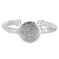 metal Anillo de dedo Cuff, chapado en plata real, ajustable & para mujer, libre de plomo & cadmio, 8x2mm, tamaño:6.5-8, Vendido por UD