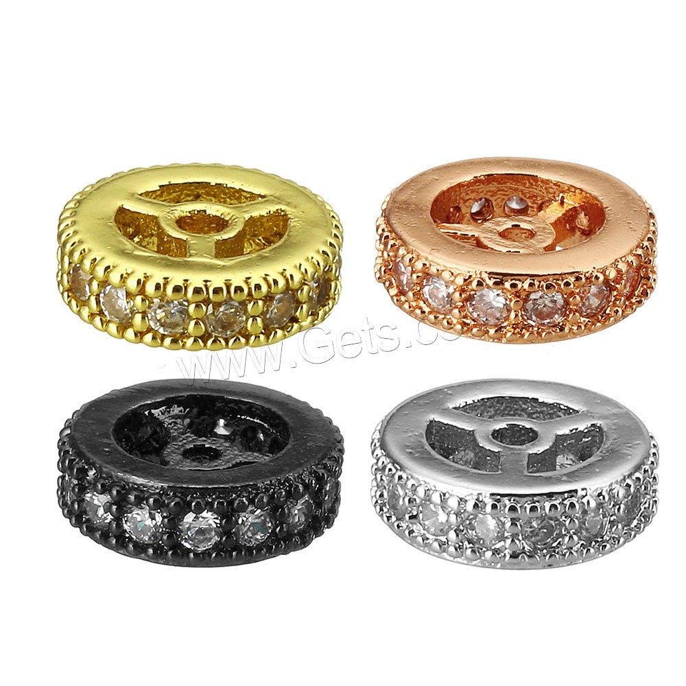 Cubic Zirconia Micro Pave Brass Beads, Donut, plated, different size for choice & micro pave cubic zirconia, more colors for choice, Hole:Approx 1mm, Sold By PC