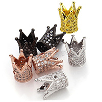 Cubic Zirconia Micro Pave Brass Beads, Crown, plated, micro pave cubic zirconia nickel, lead & cadmium free Approx 2mm 