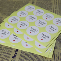 Paper Sealing Sticker, Flat Round, word thank you, sticky, 38mm  