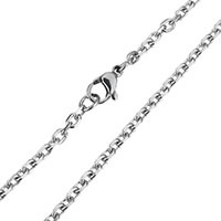 Collar de cadena de acero inoxidable, cadena oval, color original, 4x3x1mm, longitud:aproximado 19.6 Inch, Vendido por Sarta