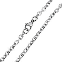 Collar de cadena de acero inoxidable, cadena oval, color original, 5x4x1mm, longitud:aproximado 24 Inch, Vendido por Sarta