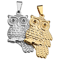 Stainless Steel Animal Pendants, Owl, plated Approx 