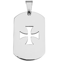 Stainless Steel Pendants, Rectangle, with cross pattern, original color Approx 
