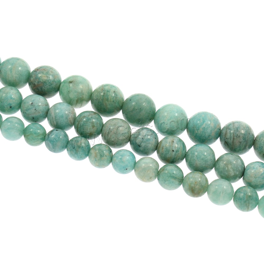 Amazonit Perlen, rund, verschiedene Größen vorhanden, Grad AAA, Bohrung:ca. 1mm, Länge:ca. 15.5 ZollInch, verkauft von Strang