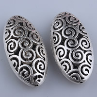 Zinc Alloy Hollow Beads, Flat Oval, antique silver color plated, lead & cadmium free Approx 1mm 