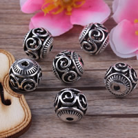Zinc Alloy Hollow Beads, Round, antique silver color plated lead & cadmium free Approx 1.5mm 