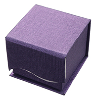 Cardboard Ring Box, with Velveteen, Cube, purple 
