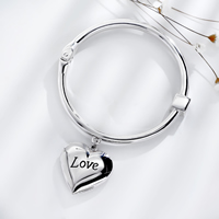 Zinc Alloy Locket Bangle, Heart, word love, platinum color plated, for woman, nickel, lead & cadmium free, 29mm, Inner Approx 62mm 