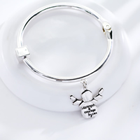 Fashion Zinc Alloy Bangle, Angel, platinum color plated, with letter pattern & for woman, 24mm, Inner Approx 62mm 