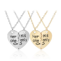 Zinc Alloy Couple Pendant, with 1.9lnch extender chain, Heart, plated, oval chain & with letter pattern & for woman & enamel Approx 17.7 Inch 