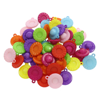 Pendentifs acrylique de couleur nature, chapeau, couleur solide, couleurs mélangées Environ 1.5mm Vendu par sac