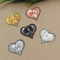 Brass Heart Pendants, with Rhinestone, plated nickel, lead & cadmium free Approx 1.5mm 