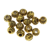 Zinklegierung Schmuckperlen, Trommel, antike Goldfarbe plattiert, frei von Blei & Kadmium, 3.5x4.5mm, Bohrung:ca. 1.5mm, 100PCs/Tasche, verkauft von Tasche