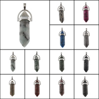 pendentif en alliage zinc à gemme , pierre gemme, avec alliage de zinc, pendule, Placage de couleur platine, différents matériaux pour le choix Environ Vendu par PC