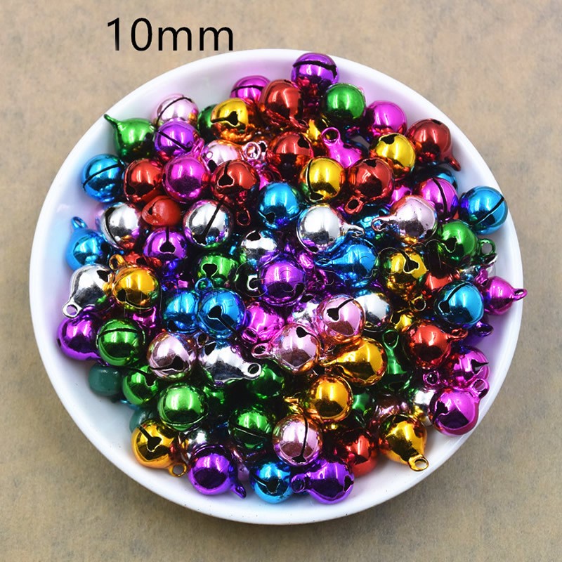 Brass Bell Charm, plated, with painted & different size for choice, multi-colored, lead & cadmium free, Hole:Approx 1.5mm, 100PCs/Bag, Sold By Bag