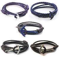 Men Bracelet, PU Leather, with leather cord & Zinc Alloy, stoving varnish, for man Approx 27.5 Inch 