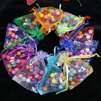 Organza Jewelry Pouches Bags, with Satin Ribbon, Rectangle, with butterfly pattern & silver accent 