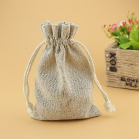Cotton Jewelry Pouches Bags, Cotton Fabric, with Nylon Cord, Rectangle, coffee color 