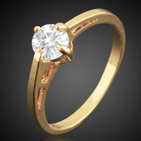 Cubic Zircon Brass Finger Ring, 18K gold plated & for woman & with cubic zirconia, lead & cadmium free, 7mm 