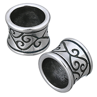Stainless Steel Large Hole Beads, Drum, blacken Approx 9mm 