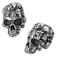 Stainless Steel European Beads, Skull, without troll & blacken Approx 4.5mm 