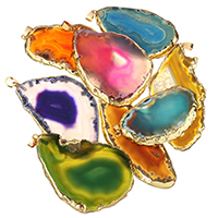 Agate Pendant, gold color plated 29-45x58-82x5-6mm Approx 