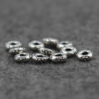 Bali Sterling Silber Perlen, Thailand, flache Runde, 7x2.5mm, Bohrung:ca. 2.5mm, verkauft von PC