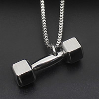 Titanium Steel Pendants, Barbell, with letter pattern, original color Approx 3-5mm 