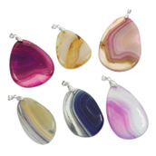 Mixed Agate Pendants, with Zinc Alloy, platinum color plated 7- Approx 