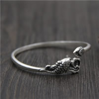 Thailand Sterling Silver Cuff Bangle, Dragon, Unisex, 50mm, Inner Approx 50mm Approx 6 Inch 