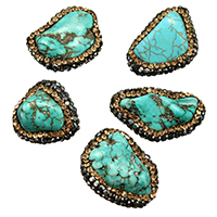 Synthetic Turquoise Beads, Clay Pave, with Synthetic Turquoise, with rhinestone & mixed, 15-20x18-25x9-14mm Approx 1mm 
