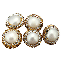 Natural Freshwater Pearl Loose Beads, with Rhinestone Clay Pave, mixed, 13-14x14-16x8-9mm Approx 1mm 