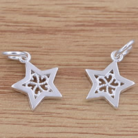 Brass Star Pendants, real silver plated, lead & cadmium free Approx 3.4mm 