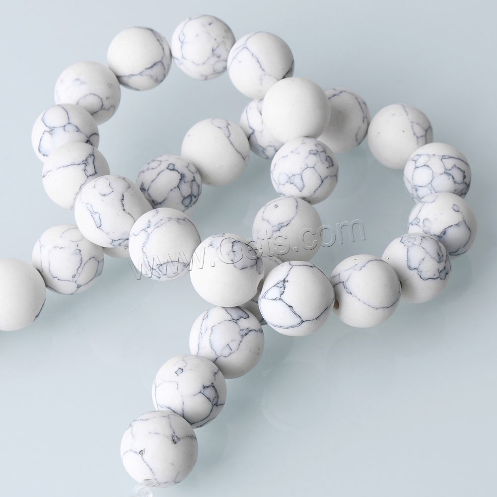 Perles en Turquoise synthétiques, Rond, normes différentes pour le choix, blanc, Trou:Environ 1-2mm, Longueur:Environ 15 pouce, Vendu par brin
