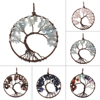 Tree Of Life Pendants, Brass, with Gemstone, antique copper color plated lead & cadmium free Approx 