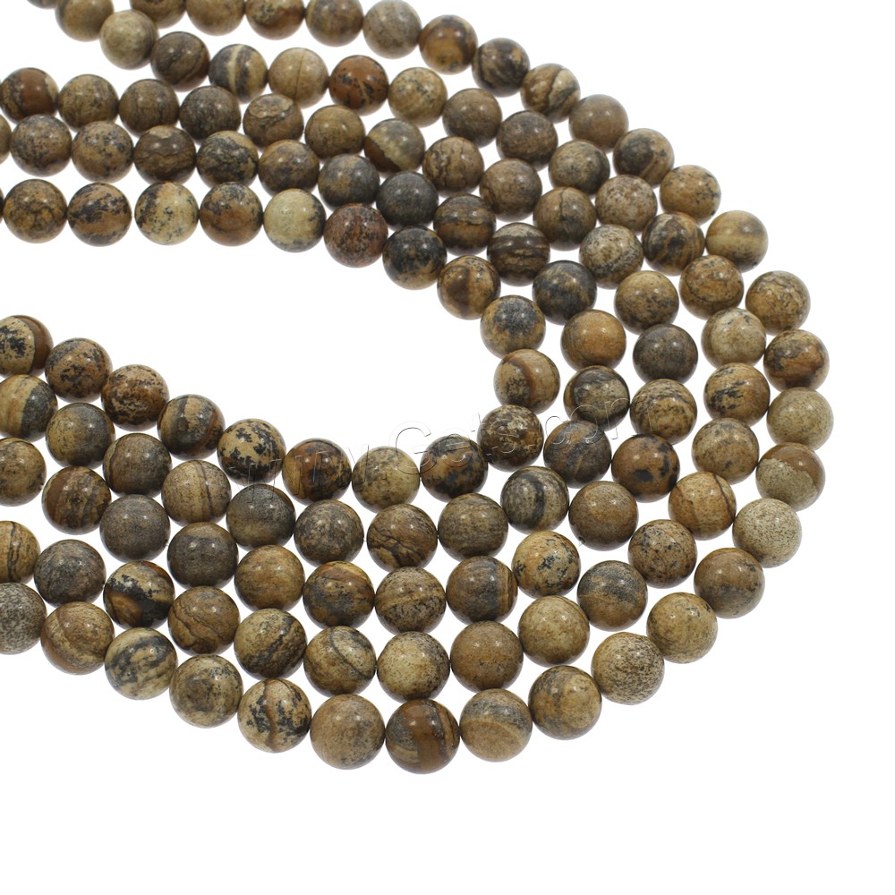 Picture Jasper Beads, Round, different size for choice, Hole:Approx 1mm, Length:Approx 14.5 Inch, Sold By Strand