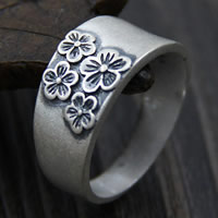 Кольцо стерлингового серебра из Таиланда, Таиланд, Форма цветка, разный размер для выбора & Женский, 10mm, продается PC