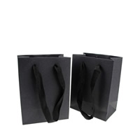 Kraft Gift Bag, with Satin Ribbon, Rectangle black 