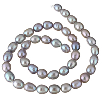 Perlas Arroz Freshwater, Perlas cultivadas de agua dulce, gris, 8-9mm, agujero:aproximado 0.8mm, longitud:aproximado 15.7 Inch, Vendido por Sarta