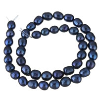 Perles d'eau douce de culture de riz, perle d'eau douce cultivée, bleu, 8-9mm Environ 0.8mm Environ 15 pouce, Vendu par brin
