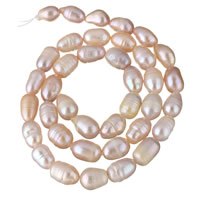 Perlas Arroz Freshwater, Perlas cultivadas de agua dulce, natural, Rosado, 6-7mm, agujero:aproximado 0.8mm, longitud:aproximado 14.5 Inch, Vendido por Sarta
