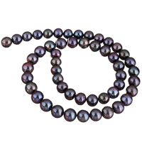 Round Cultured Freshwater Pearl Beads, Slightly Round, purple, 8-9mm Approx 0.8mm Approx 15 Inch 