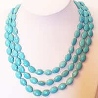 Turquoise Jewelry Necklace, Synthetic Turquoise, zinc alloy slide clasp, Flat Oval Approx 18.5-23 Inch [