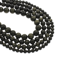 Gold Obsidian Beads, Round Approx 1mm Approx 15.5 Inch 
